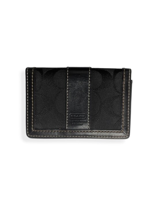Coach Handbags - Coach Wallet Card Case Black Signature C Canvas Leather Compact Mini ID Holder